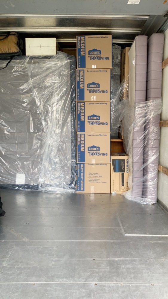 Boxes neatly loaded into a container