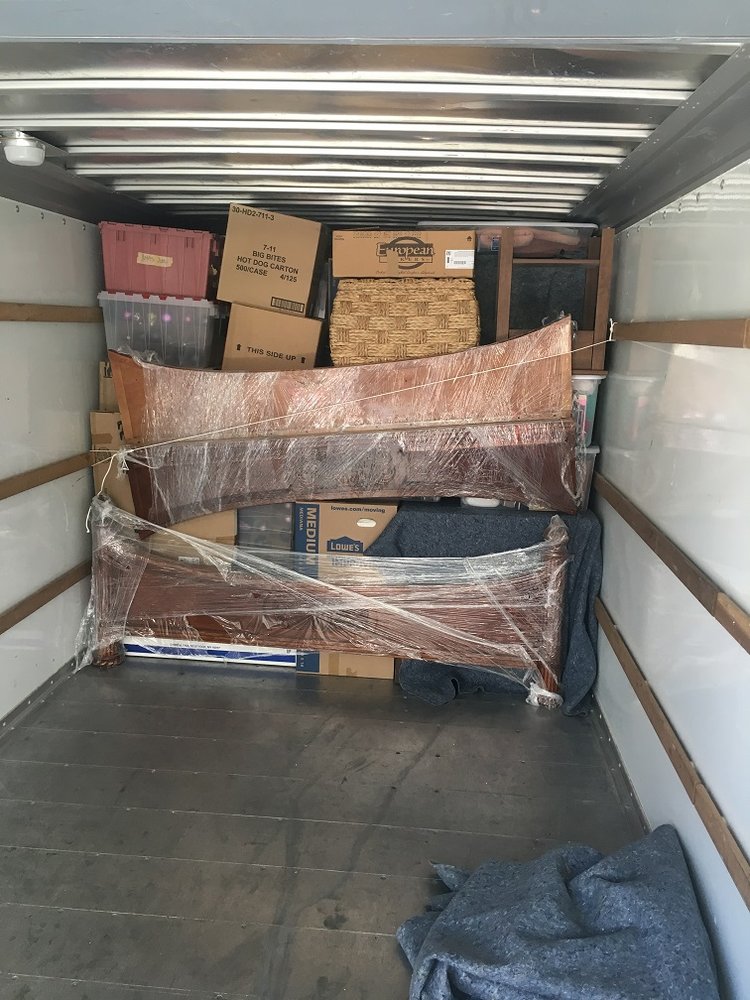 Carefully wrapped furniture ready for delivery